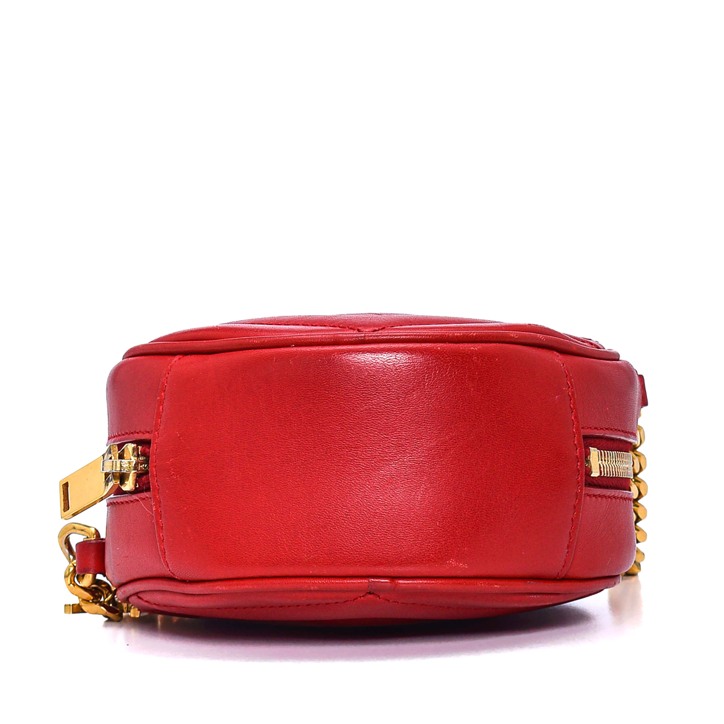 Yves Saint Laurent - Red Quilted Leather Jade Round Crossbody Bag